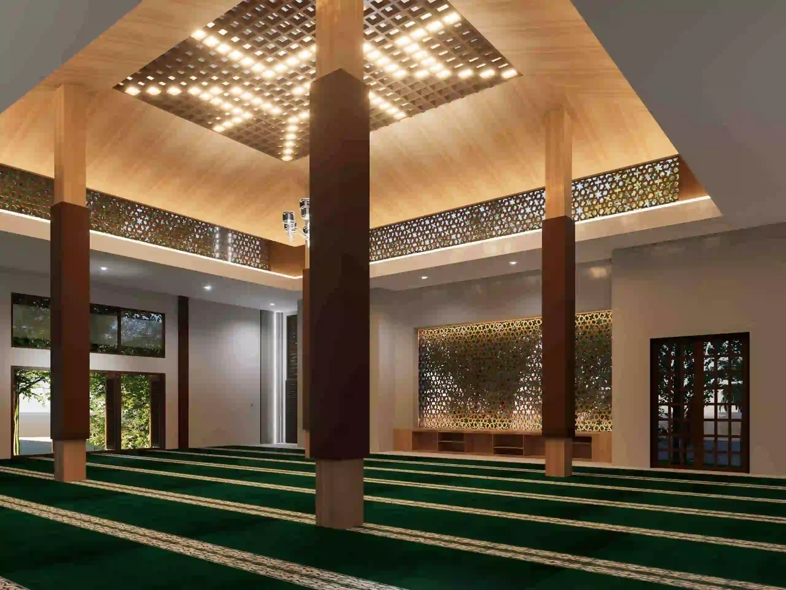 Fasad bangunan tempat ibadah dengan desain arsitektur modern